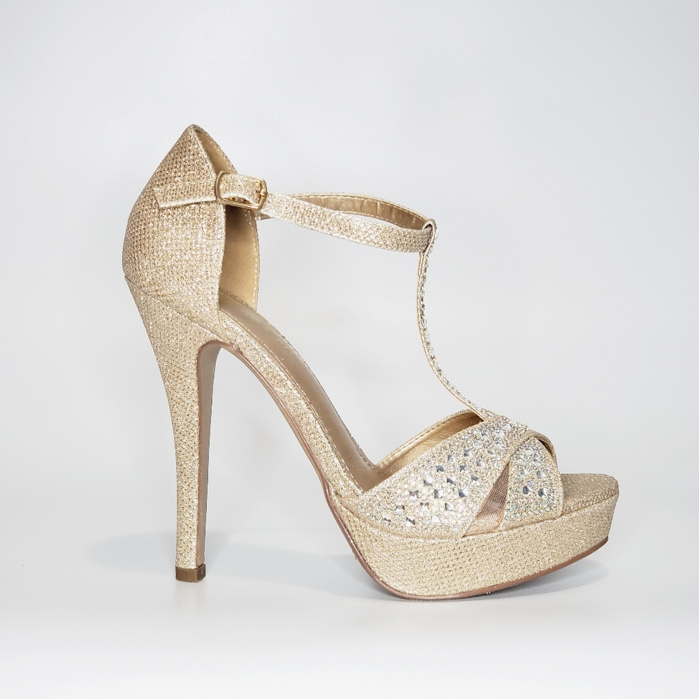Wedding Heels Women Glitter Champagne